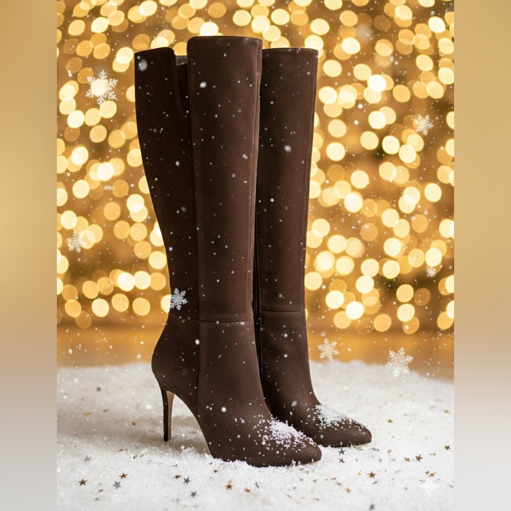 NWB Michael Kors Clara Knee High Boots Dark Chocolate Size 9